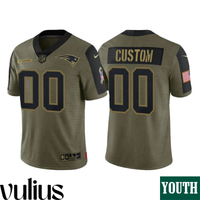 Customizable Patriots Jersey, Olive Youth's Jersey, 2021 Salute To Service Limited Jersey - Replica