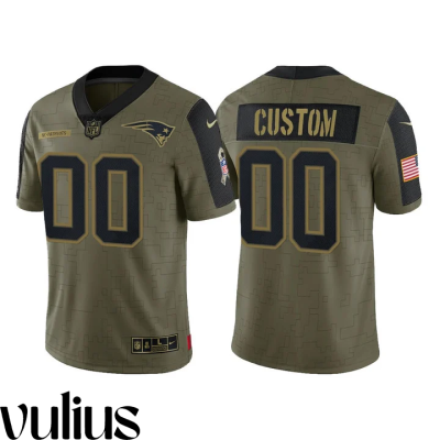 Customizable Patriots Jersey, Olive Men's Jersey, 2021 Salute To Service Limited Jersey - Replica