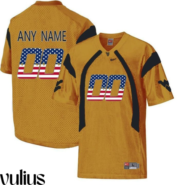 Wvu Football Jersey Custom, Gold Men's, Custom College Football Limited Jersey - Replica