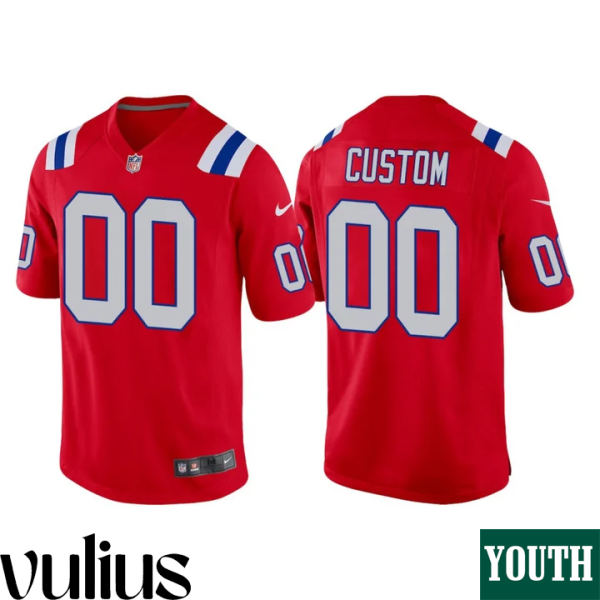 Customizable Patriots Jersey, Red Youth's Jersey, Alternate Game Jersey - Replica