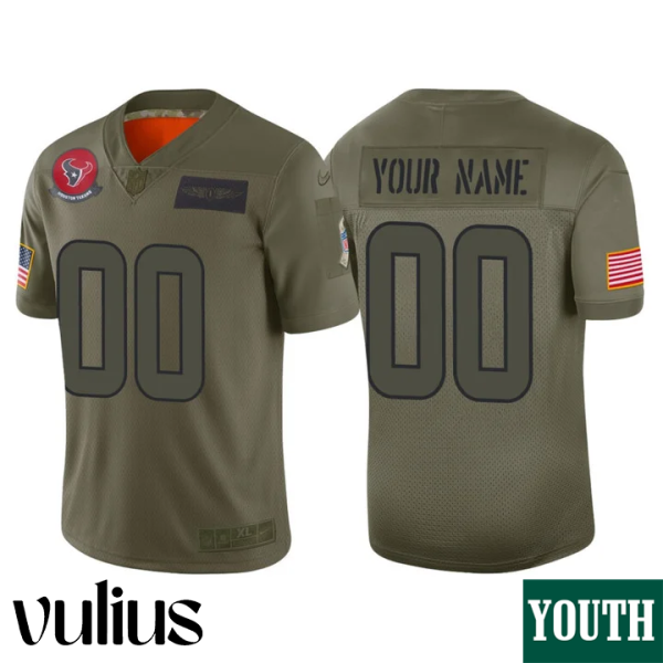 Custom Texans Jersey, Olive Youth's Jersey, 2019 Salute to Service Jersey - Replica