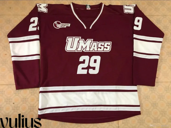 Umass Football Uniforms, Red Men's, Custom Hockey Embroidery Stitched Jersey - Replica