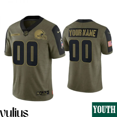 Browns Custom Jersey, Olive Youth's Jersey, 2021 Service Limited Jersey - Replica