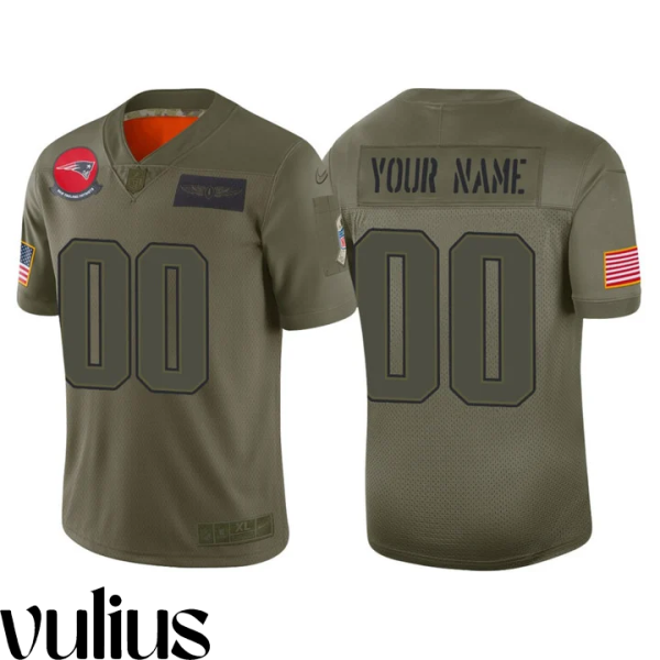 Customizable Patriots Jersey, Olive Men's Jersey, 2019 Salute to Service Jersey - Replica