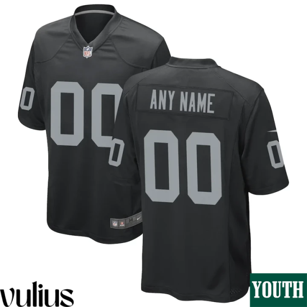 Custom Raiders Jersey, Black Youth's, Home Custom Game Jersey - Replica