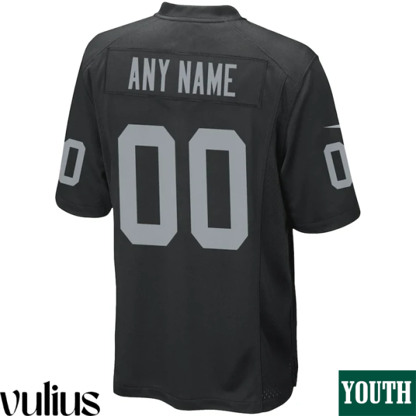 Custom Raiders Jersey, Black Youth's, Home Custom Game Jersey - Replica