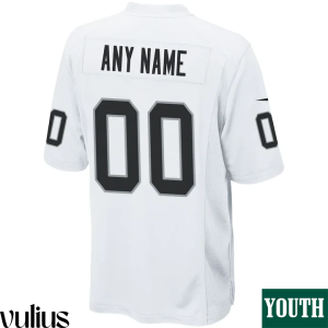 Custom Raiders Jersey, White Youth's, Road Custom Game Jersey - Replica