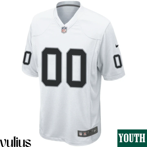 Custom Raiders Jersey, White Youth's, Road Custom Game Jersey - Replica