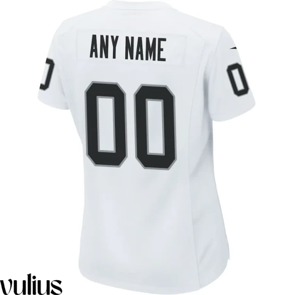 Custom Raiders Jersey, White Woman's, Road Custom Game Jersey - Replica