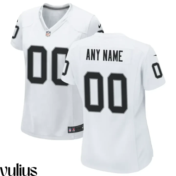 Custom Raiders Jersey, White Woman's, Road Custom Game Jersey - Replica