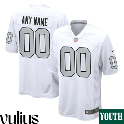 Custom Raiders Jersey, White Youth's, Alternate Custom Game Jersey - Replica