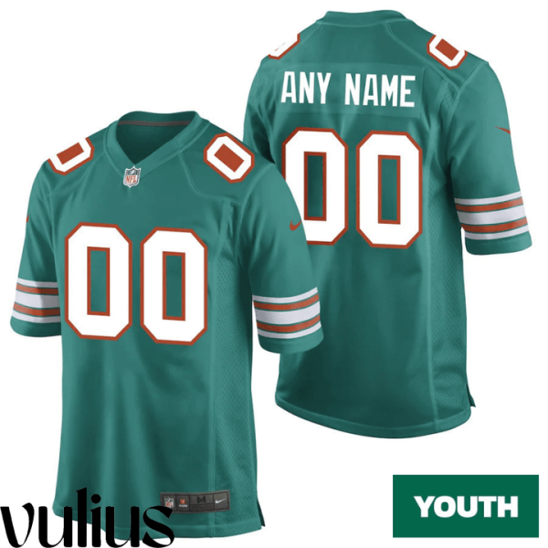 Dolphins Custom Jersey, Aqua Youth's Jersey, Alternate Jersey - Mardi Gras - Replica