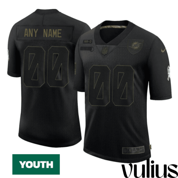 Dolphins Custom Jersey, Black Youth's Jersey, 2020 Salute To Service Jersey - Replica