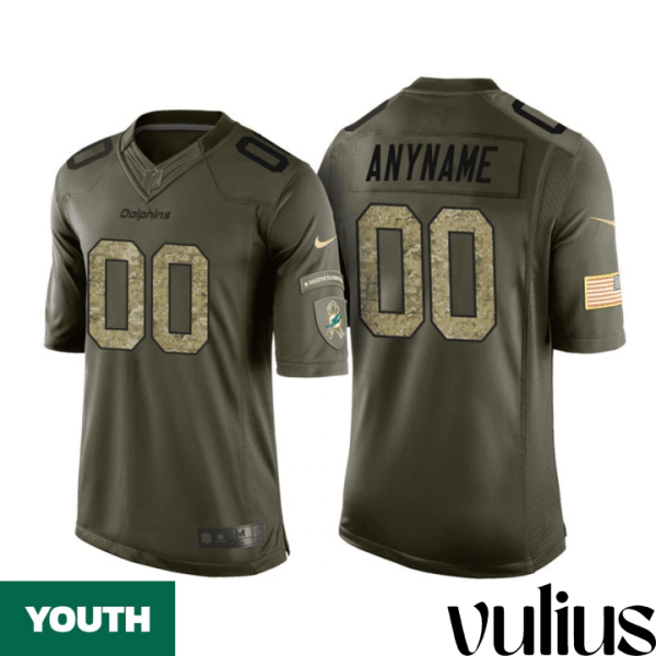 Dolphins Custom Jersey, Green Camo Youth's Jersey, Salute to Service Jersey - Replica