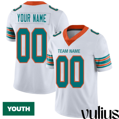 Dolphins Custom Jersey, White Youth's Jersey, Stitched American Football Jerseys - Replica