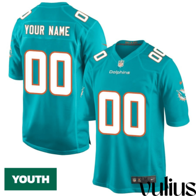 Dolphins Custom Jersey, Aqua Youth's Jersey, Home Jersey - Replica