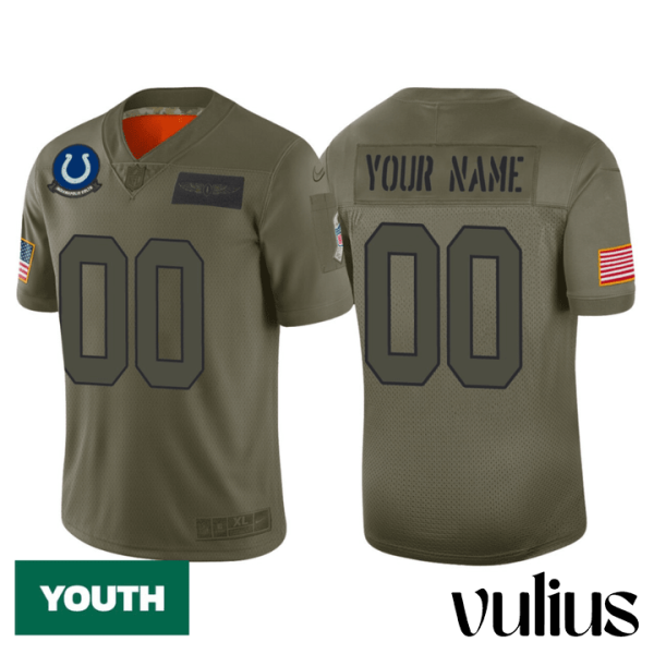 Custom Colts Jersey, Olive Youth's Jersey, 2019 Salute to Service Jersey - Replica