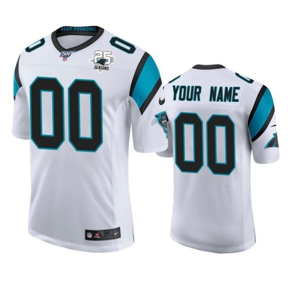 Men's Carolina Panthers Custom White 100th Season Vapor Limited Jersey - Replica