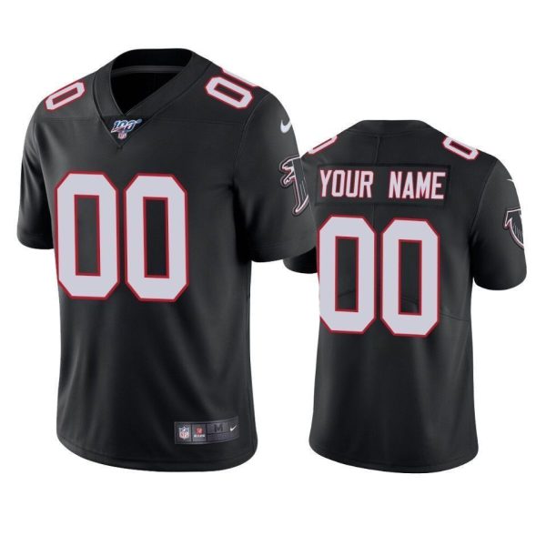 Men's Atlanta Falcons Custom Black 100th Season Vapor Limited Jersey - Replica