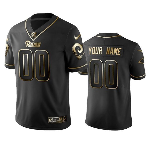 Men's 2019 Los Angeles Rams Custom Black Golden Edition Vapor Untouchable Limited Jersey - Replica