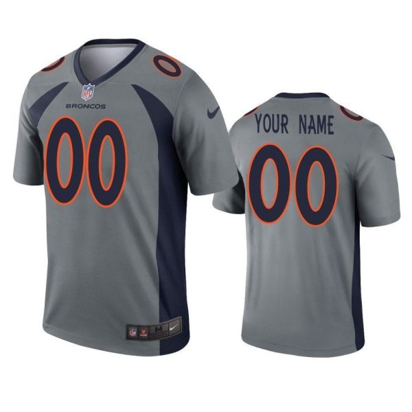 Men's Denver Broncos Custom Gray Inverted Legend Jersey - Replica