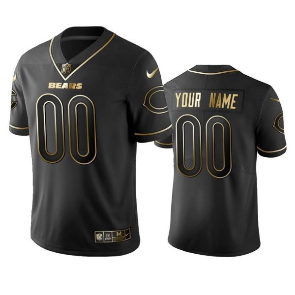 Men's 2019 Chicago Bears Custom Black Golden Edition Vapor Untouchable Limited Jersey -