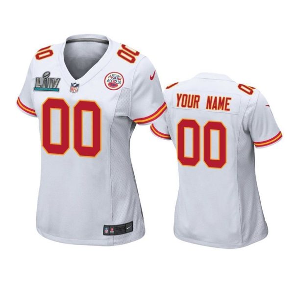 Custom Chiefs Jersey for Woman Kansas City Chiefs Custom White Super Bowl LIV Game Jersey - Replica