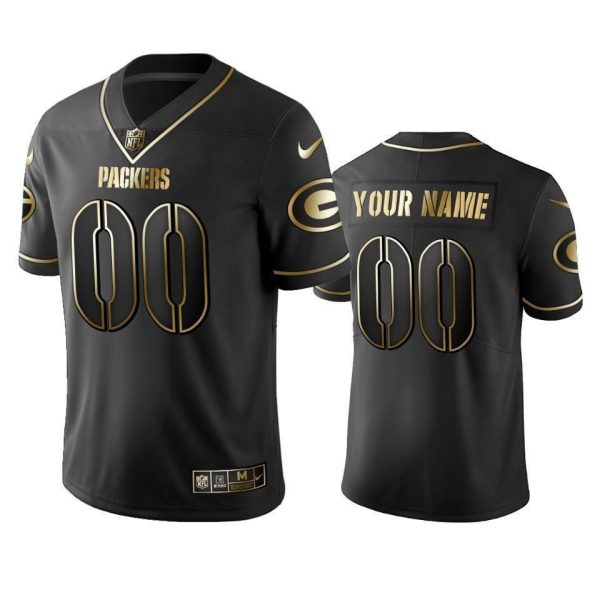 Men's 2019 Green Bay Packers Custom Black Golden Edition Vapor Untouchable Limited Jersey - Replica