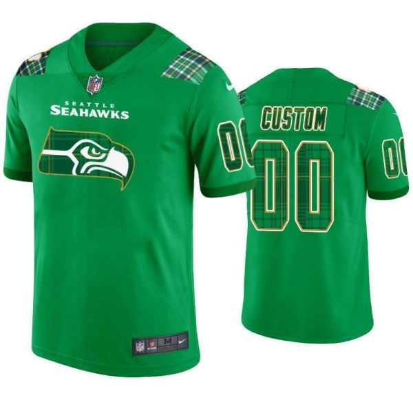 Men's St. Patrick's Day Seattle Seahawks Custom Jersey Kelly Green - - Replica