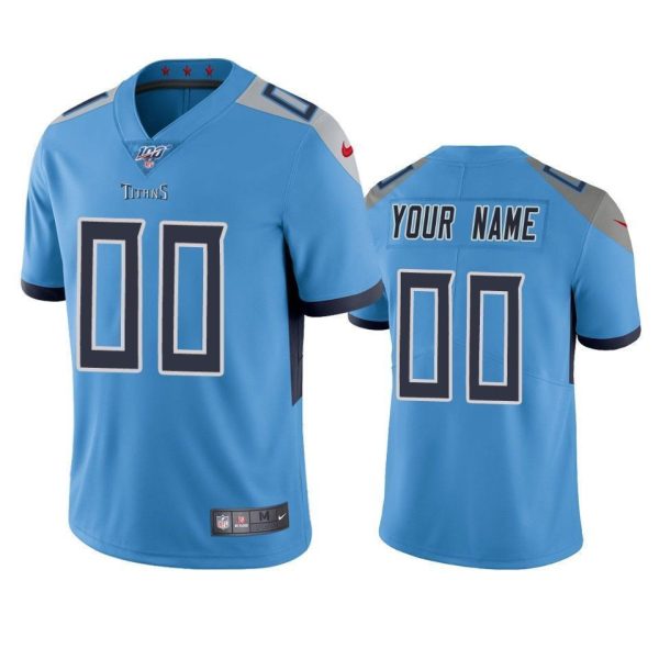 Men's Tennessee Titans Custom Light Blue 100th Season Vapor Limited Jersey - Replica