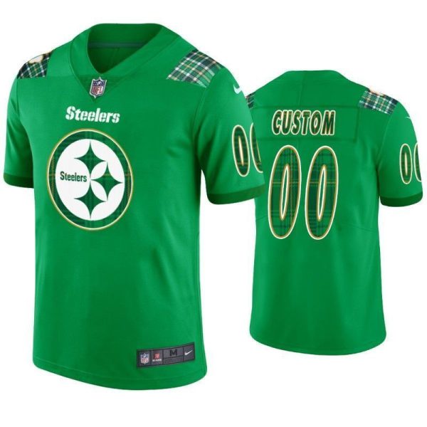 Custom Steelers Jersey for Men St. Patrick's Day Pittsburgh Steelers Custom Jersey Kelly Green