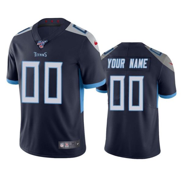 Men's Tennessee Titans Custom Navy 100th Season Vapor Limited Jersey - Replica