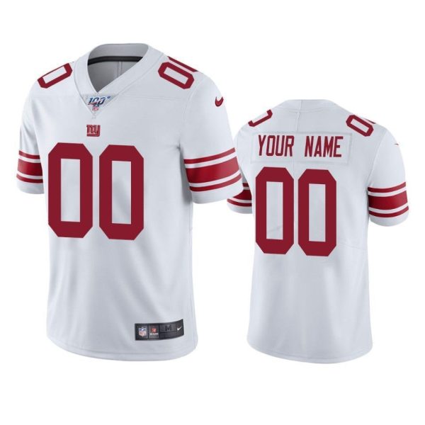 Men's White New York Giants Custom Game Jersey - Replica