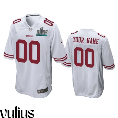 49ers Custom Jersey, White Men's, Super Bowl LIV Game Jersey - Replica