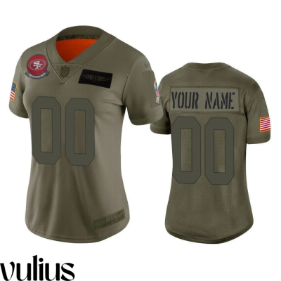 49ers Custom Jersey, Olive Woman's, 2019 Salute to Service Limited Jersey - Replica