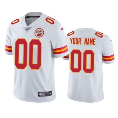 Custom Chiefs Jersey for Men Kansas City Chiefs Custom White 100th Season Vapor Limited Jersey