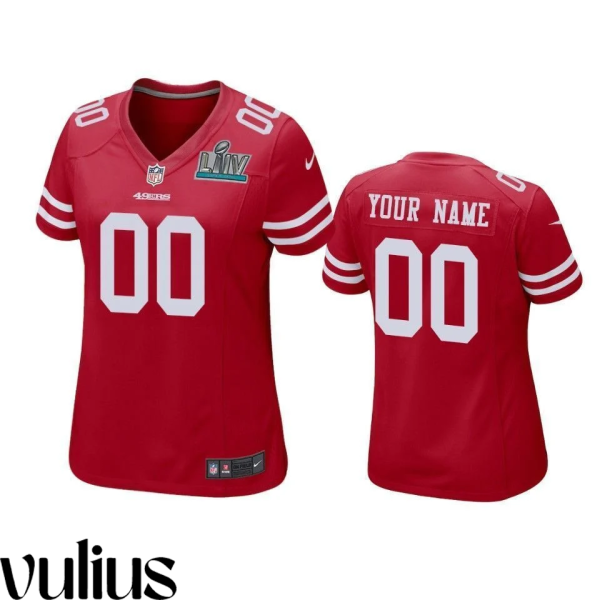 49ers Custom Jersey, Scarlet Woman's, Super Bowl LIV Game Jersey - Replica