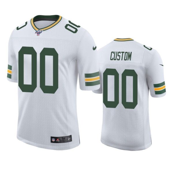 Men's Green Bay Packers Custom White 100th Season Vapor Limited Jersey - Replica