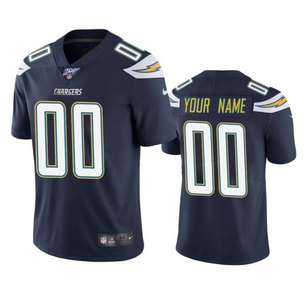 Men's Los Angeles Chargers Custom Navy 100th Season Vapor Limited Jersey - Replica