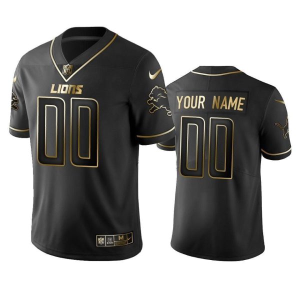 Men's 2019 Detroit Lions Custom Black Golden Edition Vapor Untouchable Limited Jersey - Replica