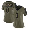 Woman's Custom Denver Broncos Limited Olive 2021 Salute To Service Jersey - Replica