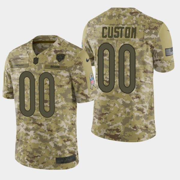 Men's Chicago Bears Customized Camo Salute To Service Stitched Limited Jersey - Replica