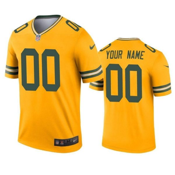 Men's GREEN BAY PACKERS CUSTOM GOLD INVERTED LEGEND JERSEY - Replica