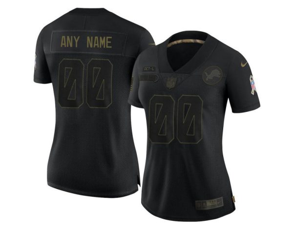 Woman's Detroit Lions Custom Limited Black 2020 Salute To Service Jersey - Replica