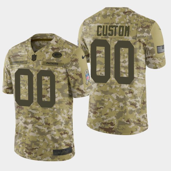 Men's Green Bay Packers Customized Camo Salute To Service Stitched Limited Jersey - Replica