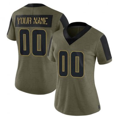 Customized Vikings Jersey for Women CUSTOM MINNESOTA VIKINGS LIMITED OLIVE 2021 SALUTE TO SERVICE JERSEY