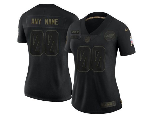 Woman's Carolina Panthers Custom Limited Black 2020 Salute To Service Jersey - Replica