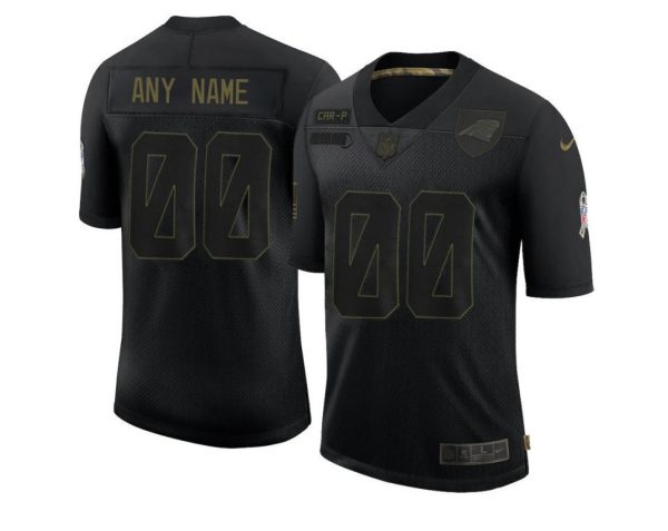 Men's Carolina Panthers Custom Limited Black 2020 Salute To Service Jersey - Replica