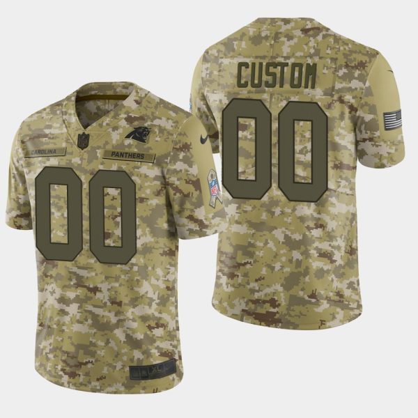 Men's Carolina Panthers Customized Camo Salute To Service Stitched Limited Jersey - Replica