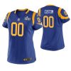 Woman's Los Angeles Rams #00 Custom Royal Super Bowl LIII Game Jersey - Replica